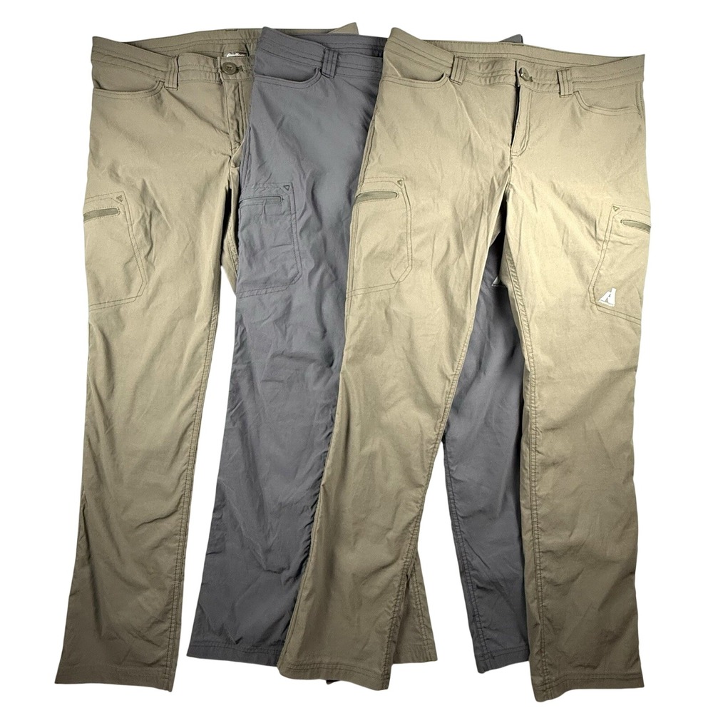 LOT of 3 Eddie Bauer First Ascent Pro Hiking Pants Women 10 Gray Green Gorpcore